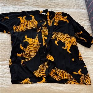 Emerson Fry Black and Yellow Tiger Print kimono style Top